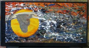 Herons Headwind - 24x48 - framed plywood canvas