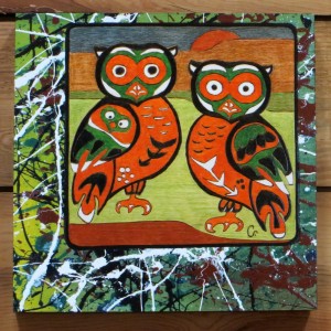 SOLD - My NW Native-Pollock Inspired Series VIII - Night Vision - 12x12 - Wood Canvas