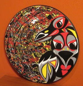 SOLD - My NW Native Abstract Expressionism Series I - RAVEN - 24" round wood