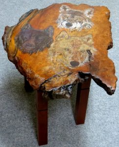 WOLVES Redwood Burl Side Table